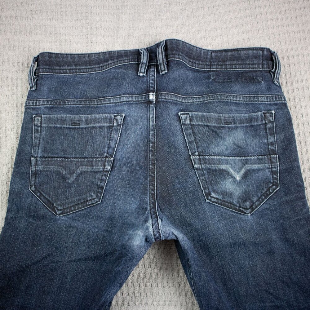 Diesel Vintage 00s Y2K Thommer Skinny Straight Jeans in Washed Diatressed Blue - Picture 8 of 8